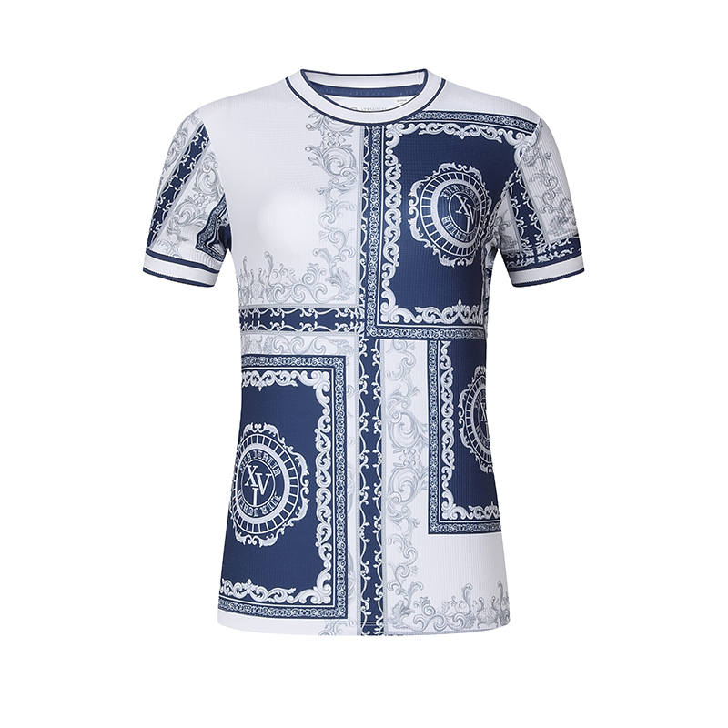 FILA T Shirts Women's All Over Print Crew Neck Moderate Straight Fit