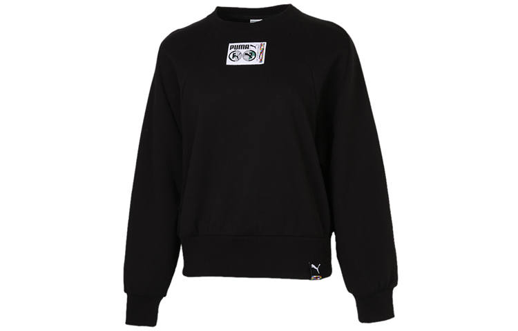 PUMA Sweatshirts Women's Black Crew Neck Moderate Regular