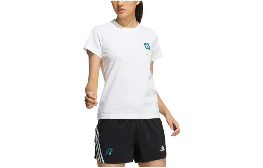 Adidas Adidas Running T Shirts Women's White Crew Neck Moderate Straight Fit