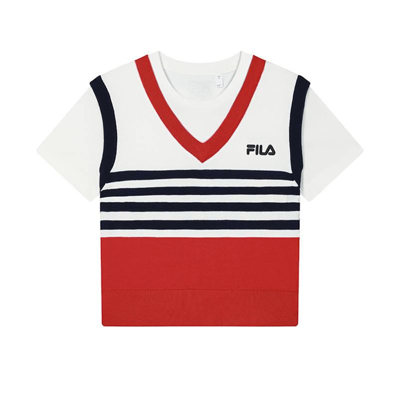 FILA T Shirts Women's Flame Red Crew Neck