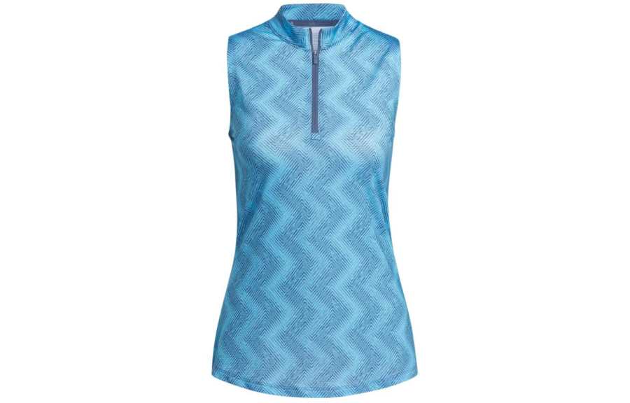 Adidas Adidas Women's Ultimate365 Ottoman Printed Sleeveless Polo Shirt Semi Blue Burst