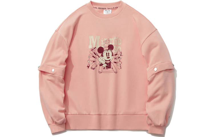 Li-Ning Li Ning X Disney Sweatshirts Women's Peach Bud Red Crew Neck Moderate Regular