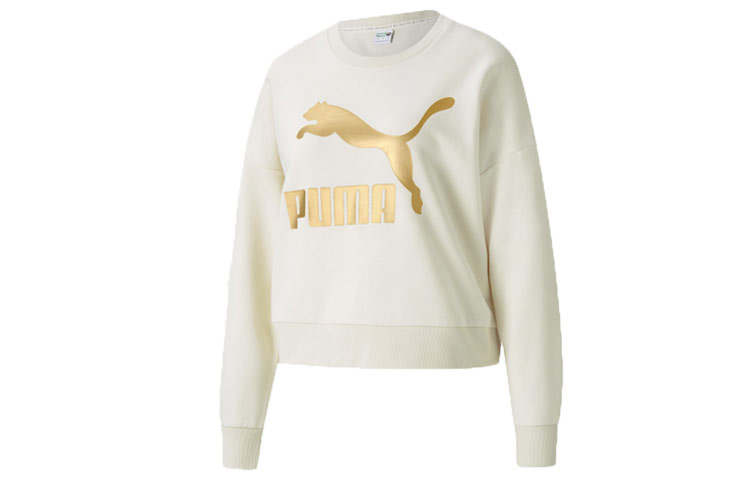 PUMA Sweatshirts Women's Ivory White Crew Neck Moderate Regular