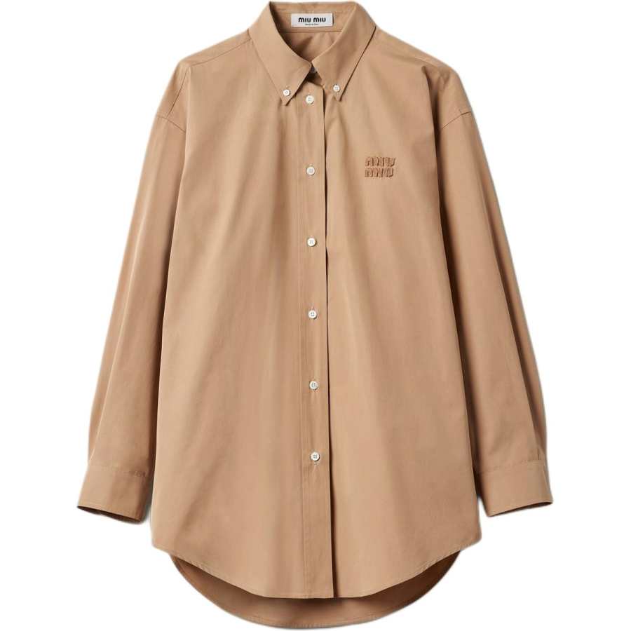 Miu Miu logo-appliqué poplin shirt