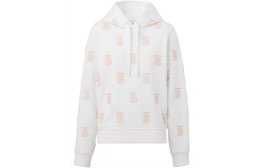 Burberry Women's Monogram Print Drawstring Hoodie White/Beige
