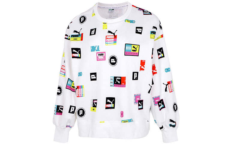 PUMA Sweatshirts Women's White Crew Neck Moderate Regular