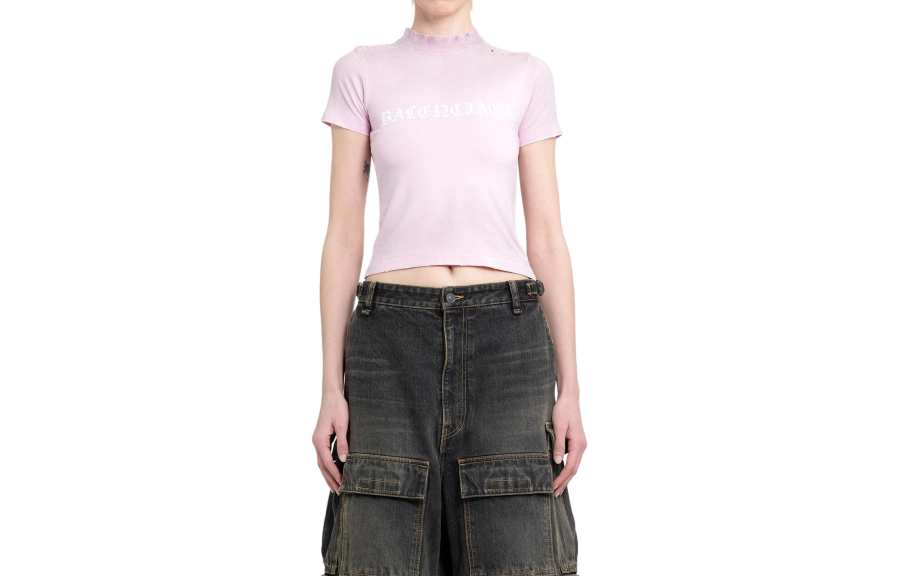 Balenciaga Shrunk T Shirt 'Light Pink/White'