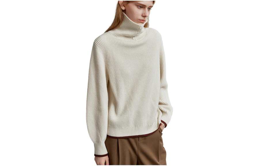 ELLE ELLE Sweaters Women's Ecru Lapel Moderate Other