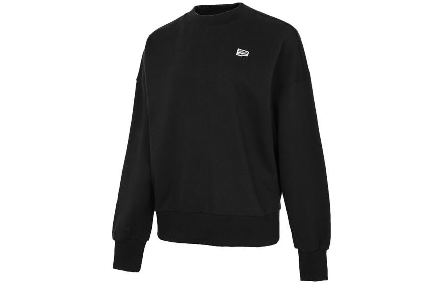 PUMA Sweatshirts Women's Black Crew Neck Moderate Regular