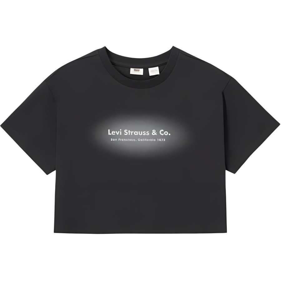 Levis T Shirts Women's Black Crew Neck Straight Fit