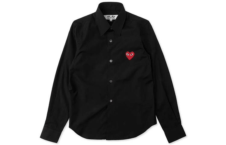 CDG Play Women's Red Emblem Button Up Shirt Black