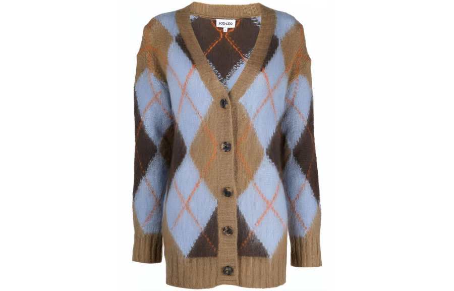 KENZO Knitwear Women's Blue V Neck Moderate Cardigan