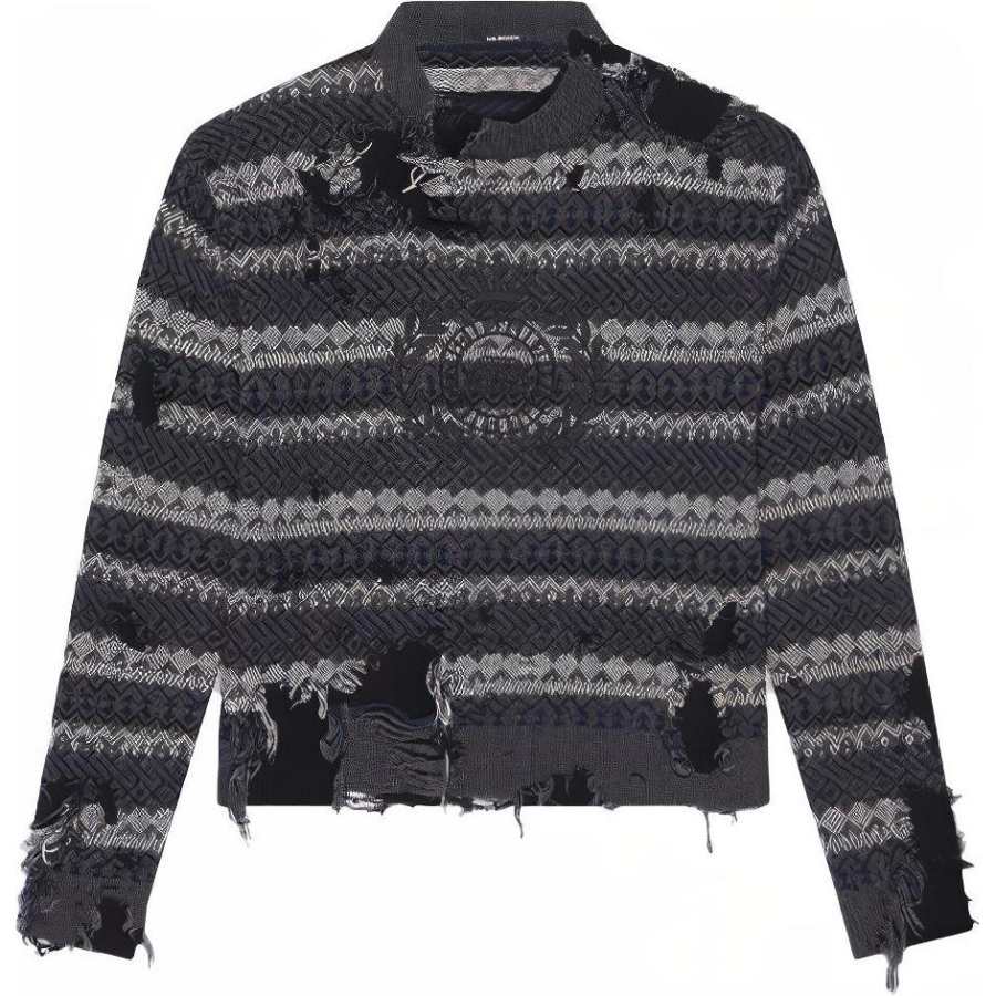 Balenciaga Balenciaga Wool Farisle Patch Sweater 'Grey/Multicolor'