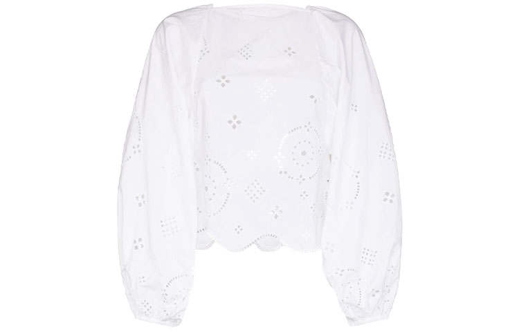 Ganni broderie anglaise blouse