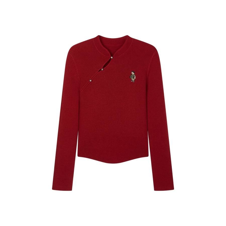 Teenie Weenie New Year Sweaters Women's Stand Collar Moderate A Line
