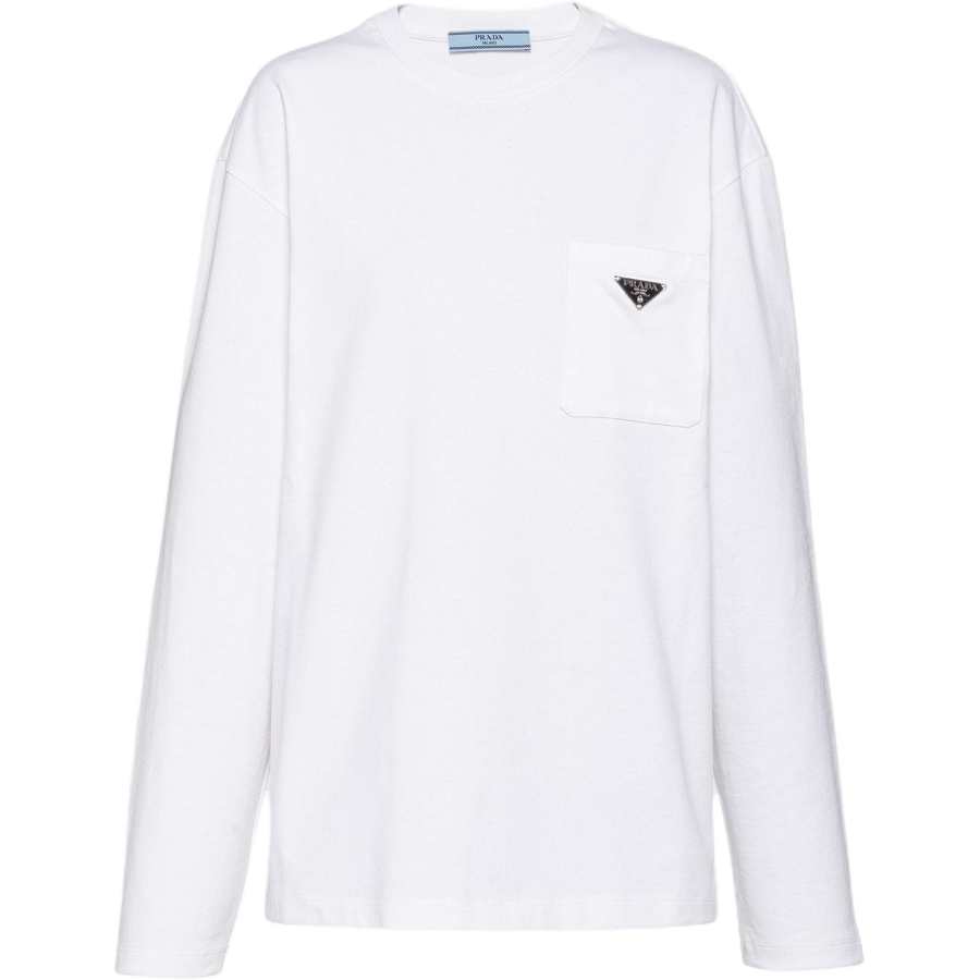 PRADA T Shirts Women's White Crew Neck Moderate Straight Fit
