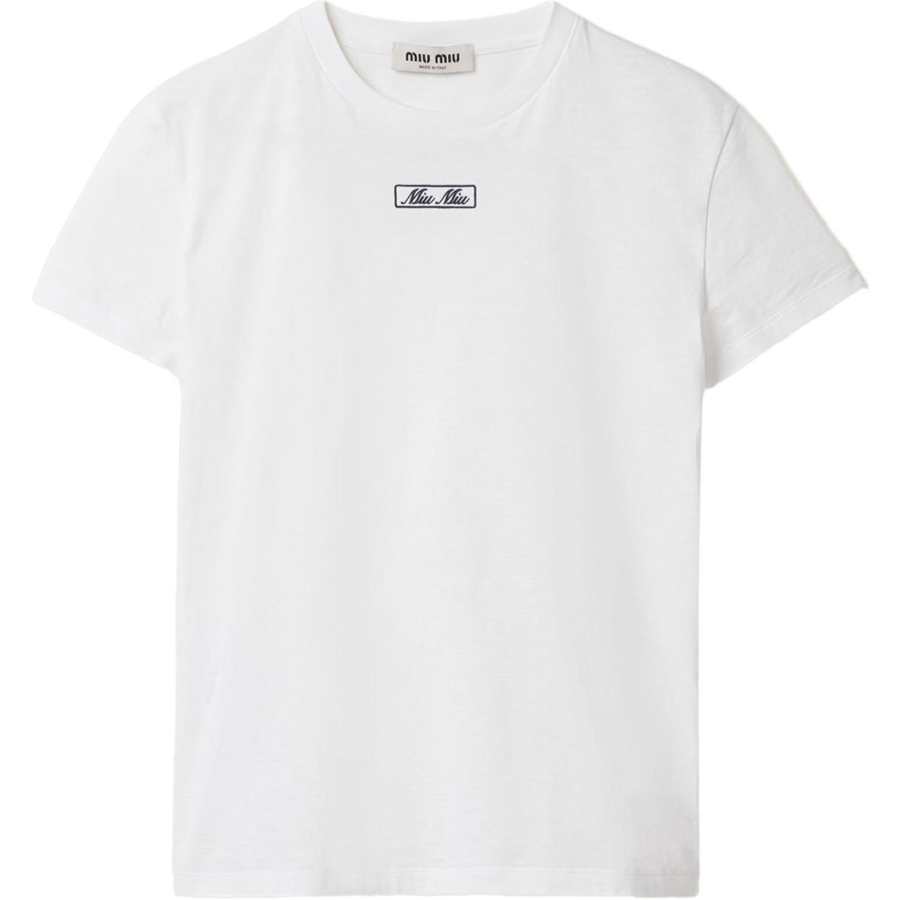MIU MIU T Shirts Women's White Crew Neck Moderate Straight Fit