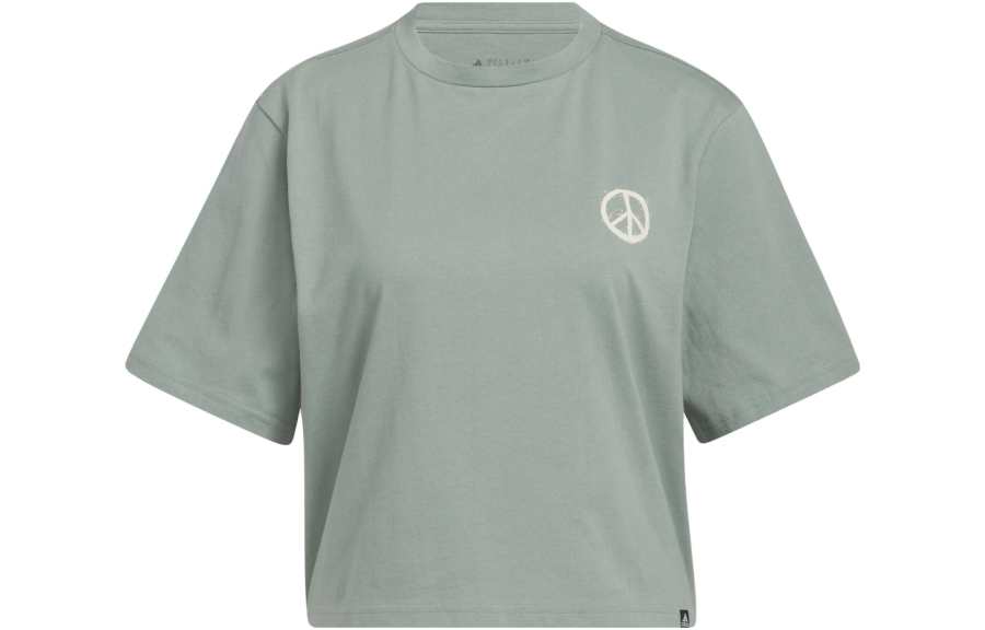 Adidas Adidas T Shirts Women's Green Crew Neck Moderate Straight Fit