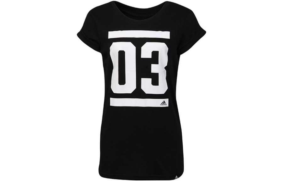 Adidas Adidas T Shirts Women's Black Crew Neck Moderate Straight Fit