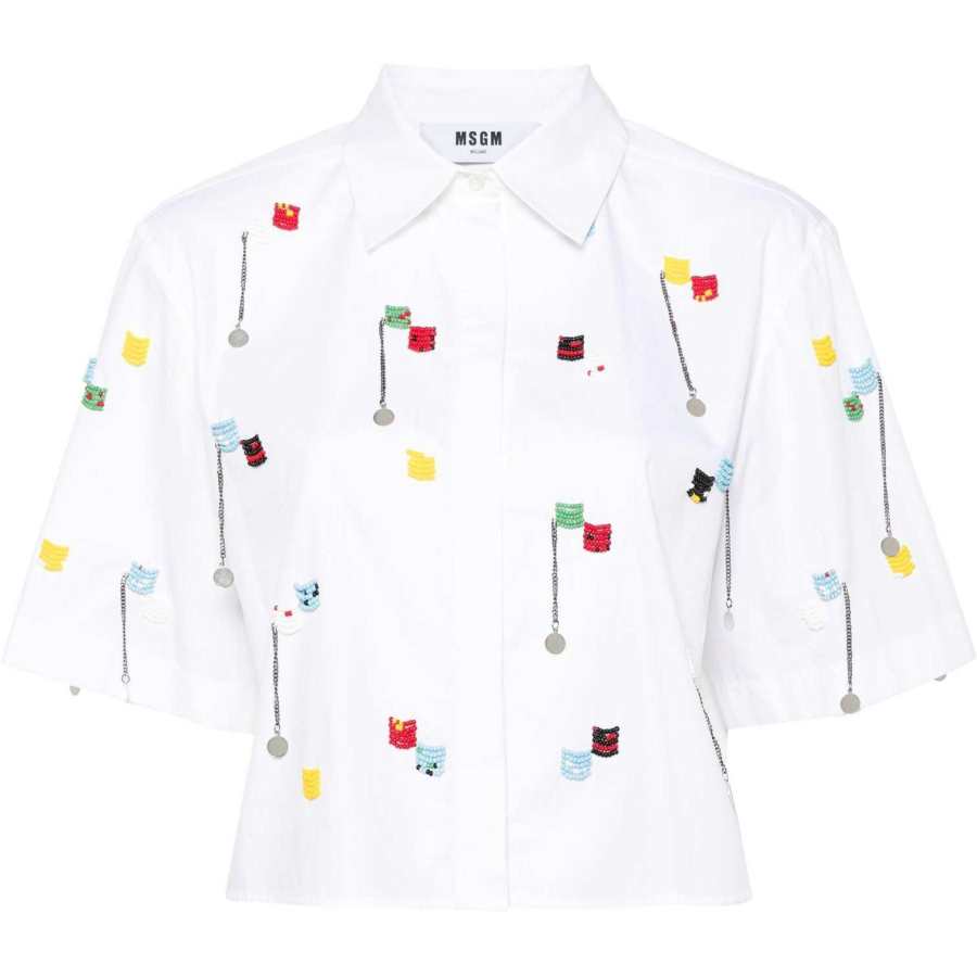 MSGM MSGM Bead embellished Cotton Shirt