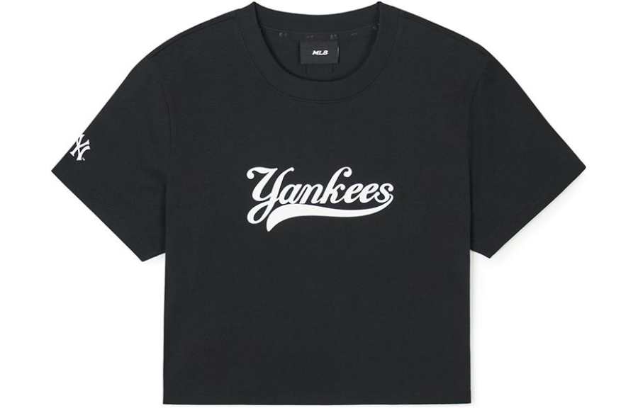 MLB New York Yankees T Shirts Women's Black Crew Neck Moderate