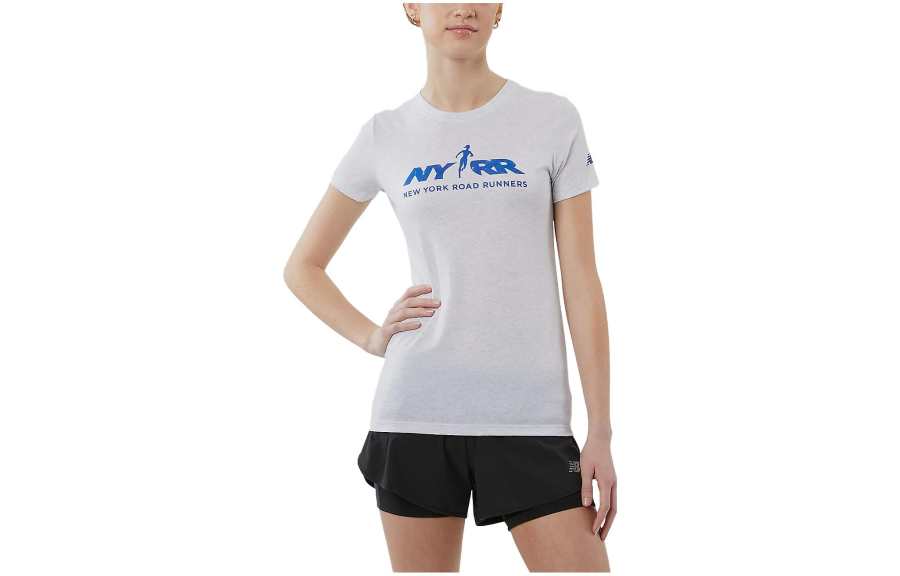 New Balance New Balance T Shirts Women's White Crew Neck Moderate Straight Fit