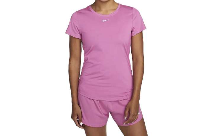 Nike Nike T Shirts Women's Fuchsia Crew Neck Moderate Straight Fit