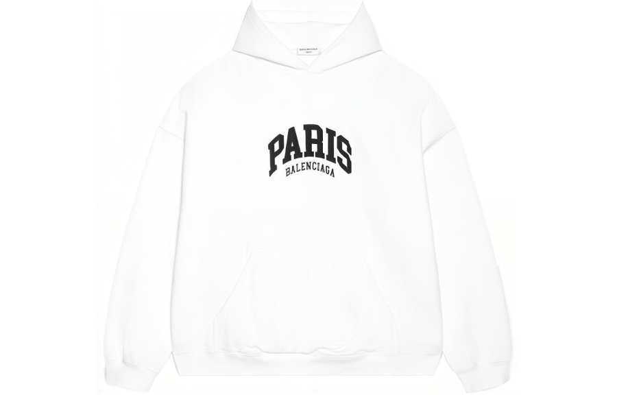 Balenciaga Cities Paris Hoodie Wide Fit 'White'
