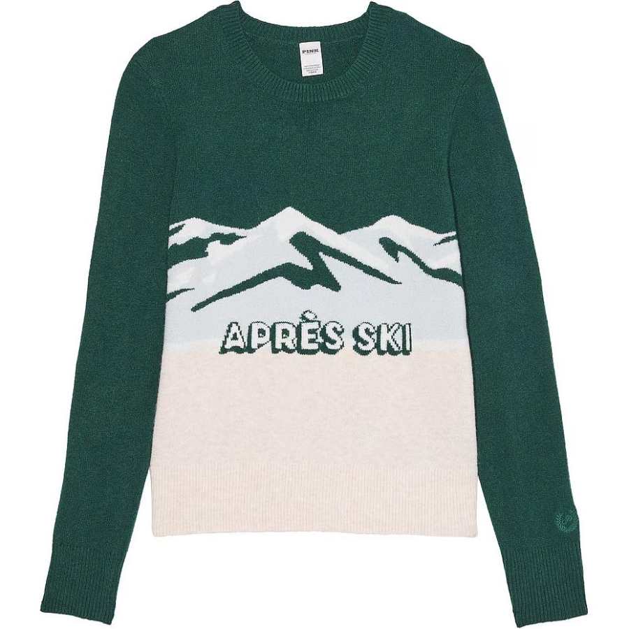Victoria's Secret PINK Crewneck Sweater/Deep Forest Apres Ski Sweater Women's Deep Forest Skiing After