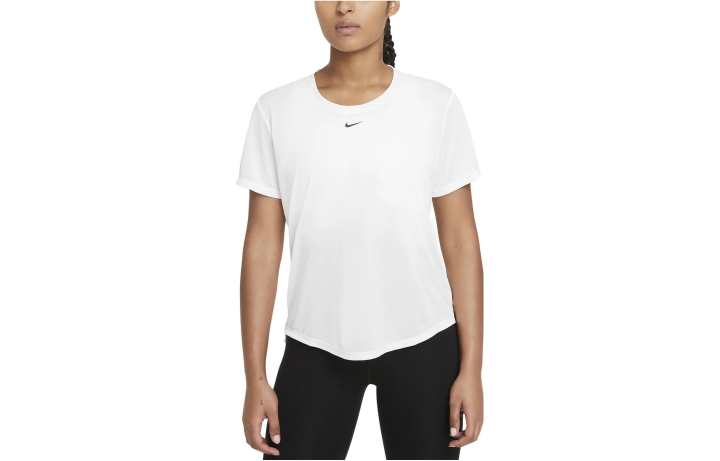 Nike Nike Dri Fit T Shirts Women's White Crew Neck Moderate Straight Fit