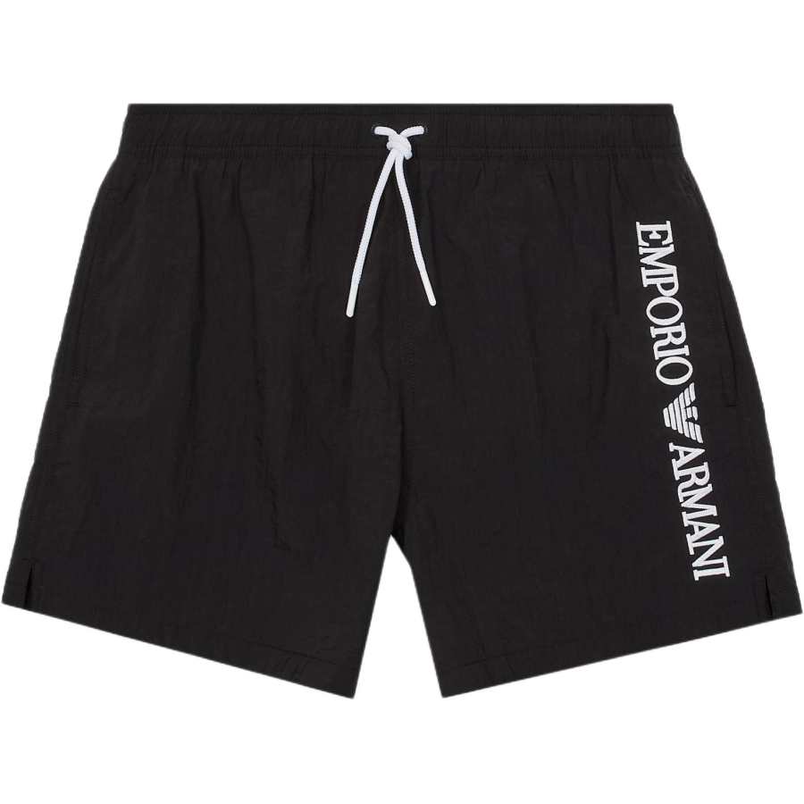 EMPORIO ARMANI Swim Shorts With Vertical Logo Embroidery