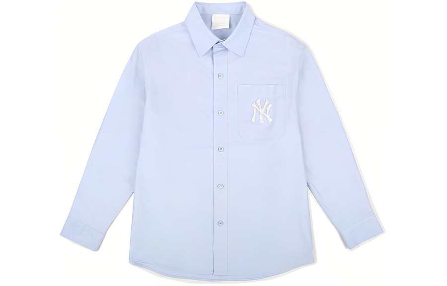MLB New York Yankees Shirts Women's Sky Blue Lapel Moderate Shirt