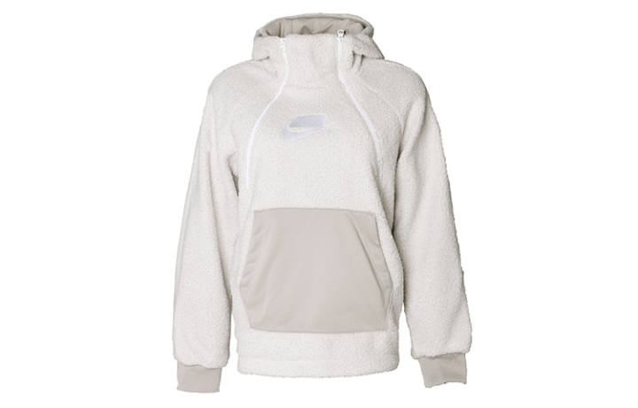 Nike Nike Patchwork Lamb Plush Half Zip Pullover Thermal Thickened And Fleece Lined Sports Pullover, Winter Half Open Collar