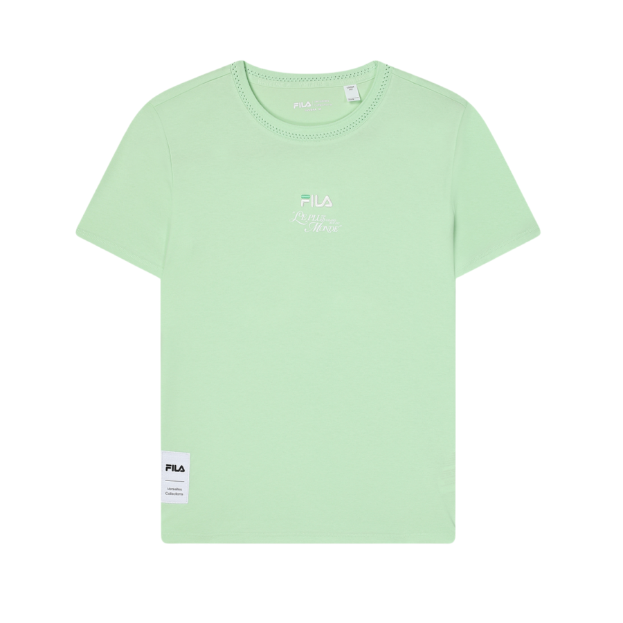 FILA T Shirts Women's Joyful Green Crew Neck Moderate Straight Fit