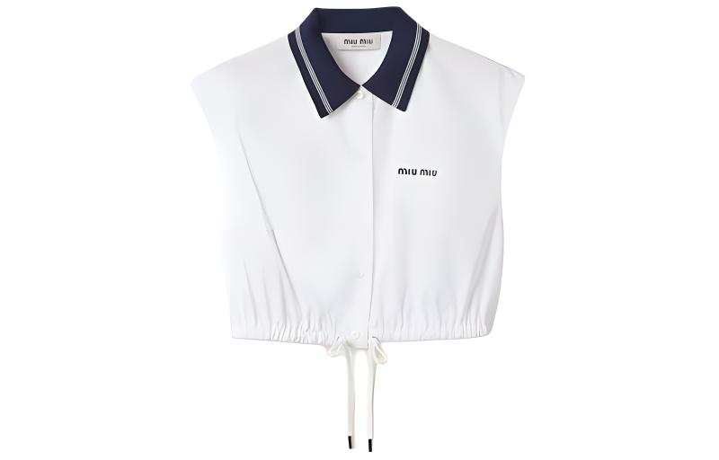 MIU MIU Shirts Women's White Lapel Moderate Shirt