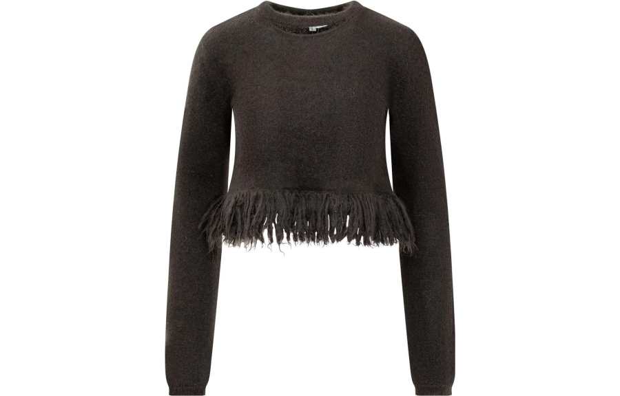 JW Anderson Cropped Fringed-Hem Knitted Jumper