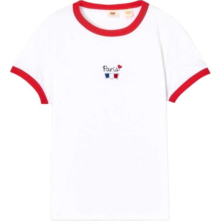 Levis SS24 Paris Limited Capsule Collection T Shirts Women's White Crew Neck Moderate