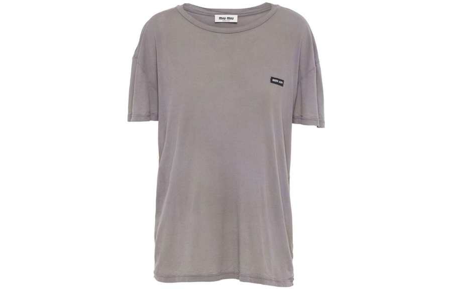 MIU MIU Logo patch Short sleeve T shirt