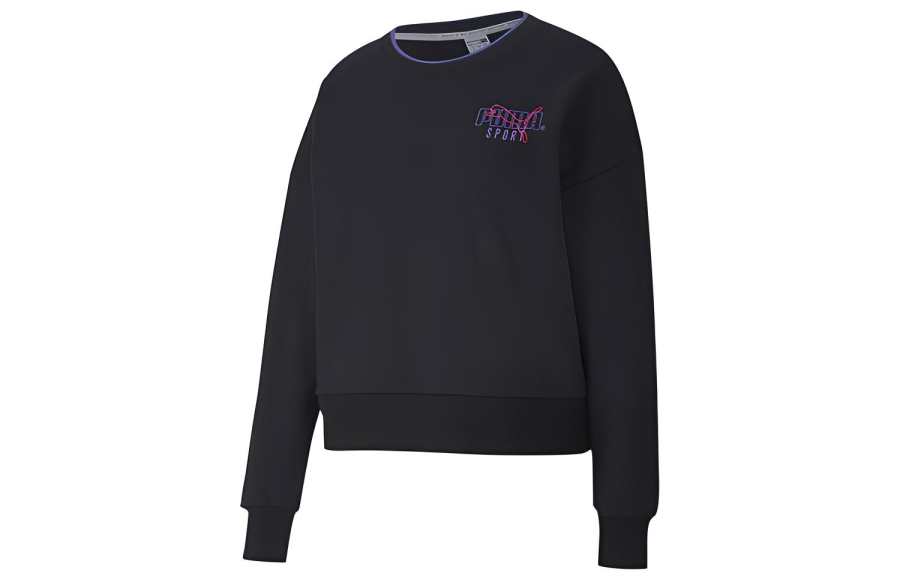 PUMA Sweatshirts Women's Black Crew Neck Moderate Regular