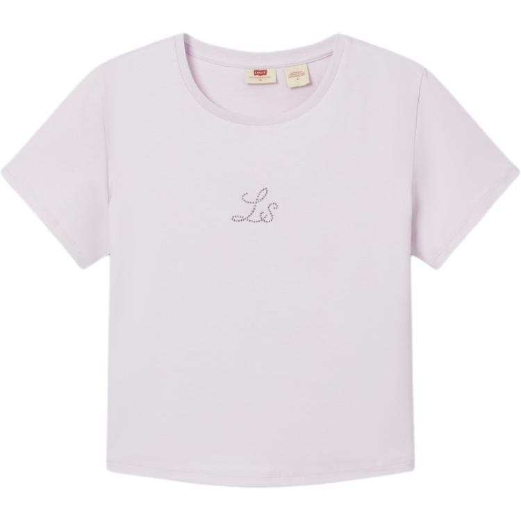 Levis T Shirts Women's Purple Crew Neck Moderate