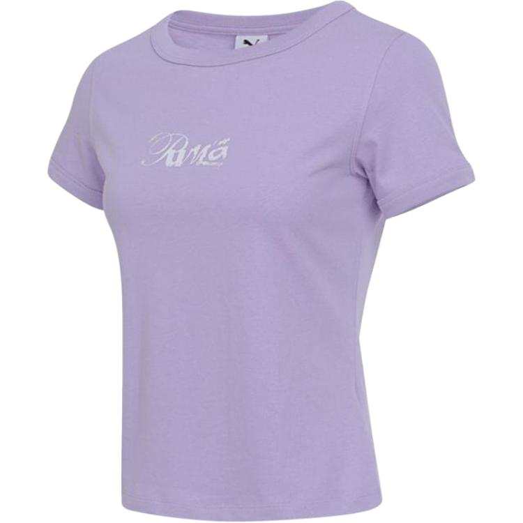PUMA T Shirts Women's Purple Crew Neck Moderate