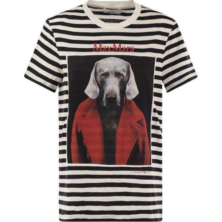 MaxMara Max Mara Striped Logo Printed T Shirt