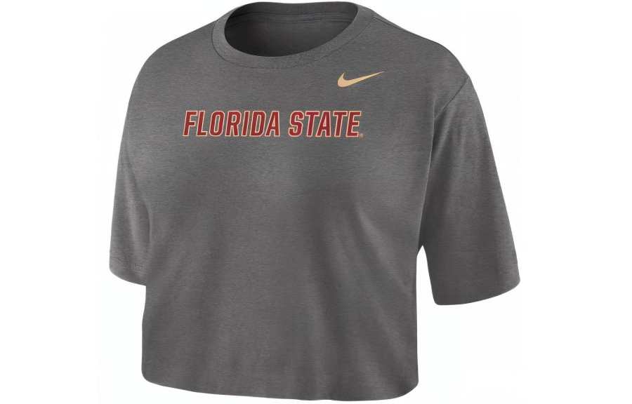 Nike Nike T Shirts Women's Gray Crew Neck Moderate Straight Fit