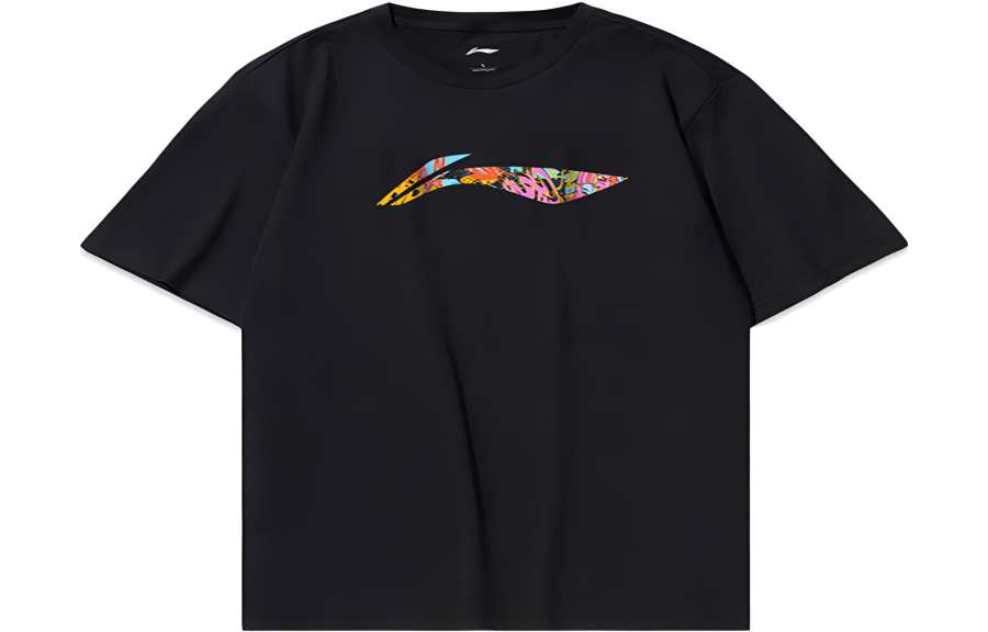 Li-Ning Li Ning Sports Fashion Collection T Shirts Women's Black Crew Neck Moderate Straight Fit