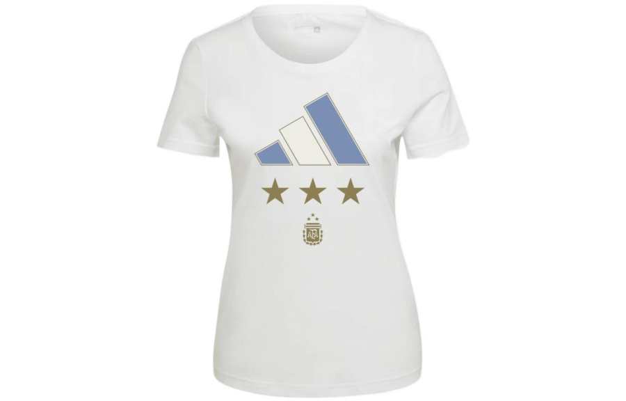 Adidas Adidas Argentina T Shirts Women's White Crew Neck Moderate Straight Fit