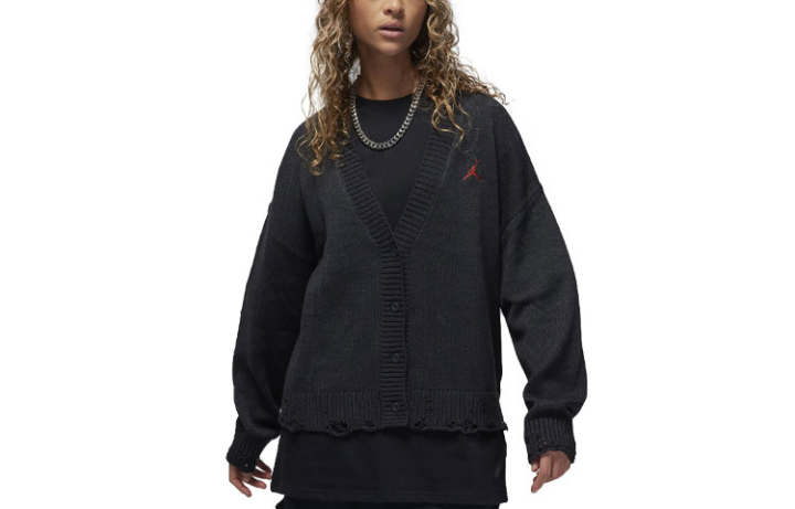 Jordan Jordan Sweaters Women's Black V Neck Moderate Cardigan