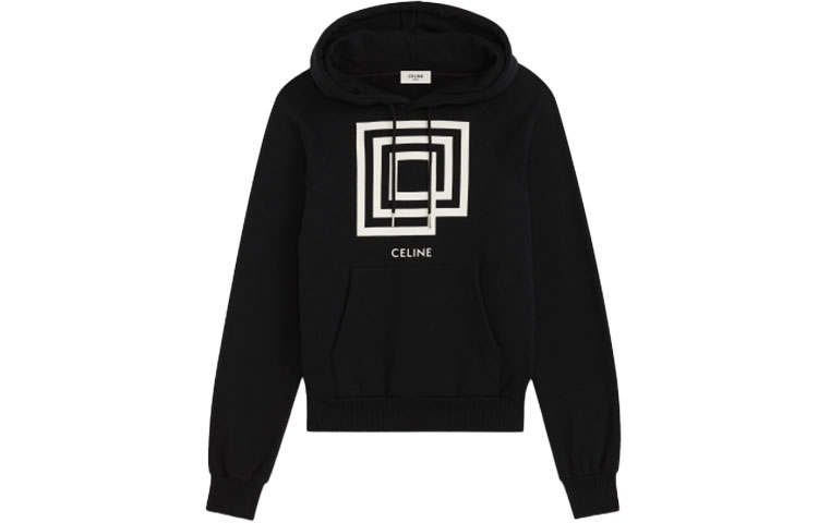 CELINE Sweatshirts Women's Black Hooded Moderate Regular
