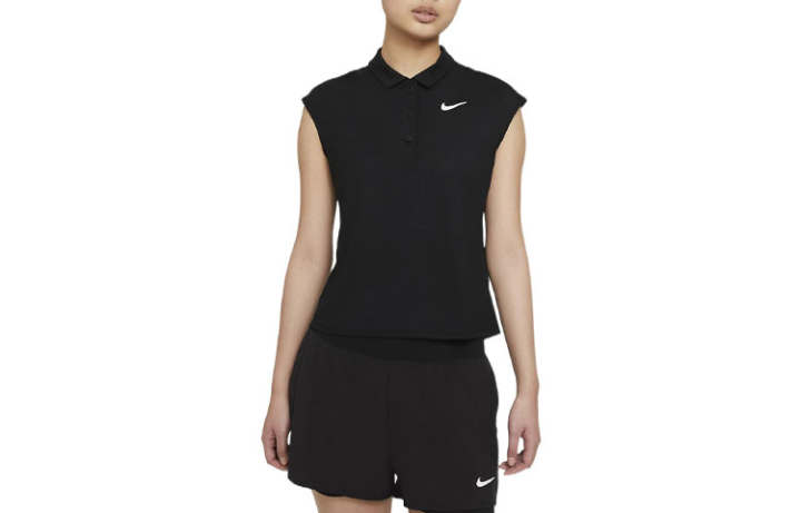 Nike Nike Polo Shirts Women's Black Polo Collar Moderate Straight Fit