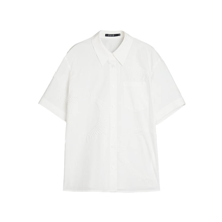 ELLE Shirts Women's White Lapel Moderate Shirt