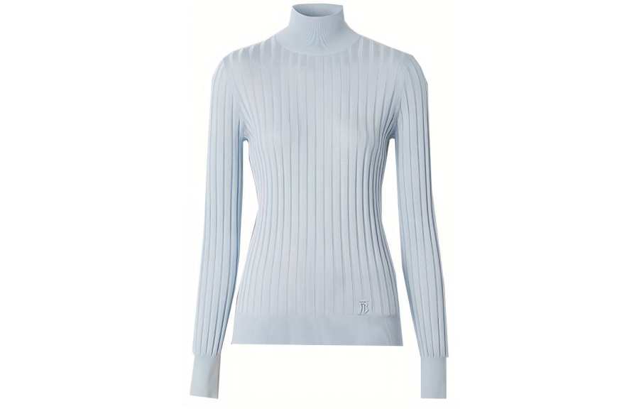 Burberry Turtleneck Slim Fit Knitwear Women's Light Blue 80447231